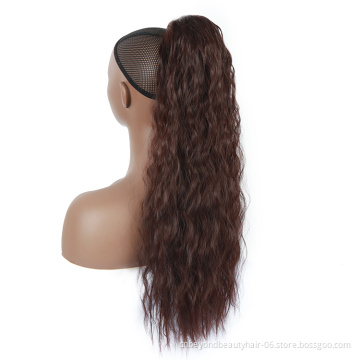 Natural Black Brown Water wave Synthetic Drawstring With Clip Ponytail Hair extension Pony tail For Black Women